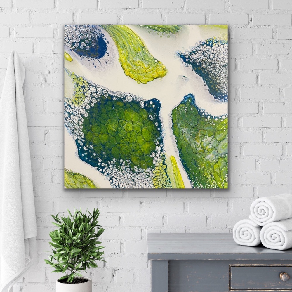 Fluid Art Original Abstract Painting On 14x14 Canvas